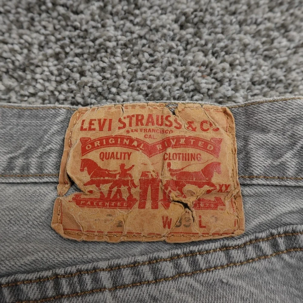 Levis Jeans Mens 33X34 Dark Black Denim Pants 501 XX Button Fly Straight Western